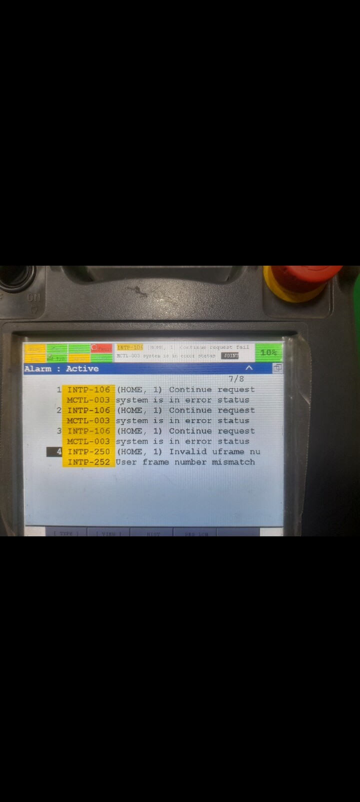 INTP 106 Continue request failed MCTL 003 System is in error status -  Professional Robots - RobotShop Community