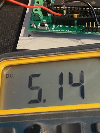 5V between female +5V and Gnd Header