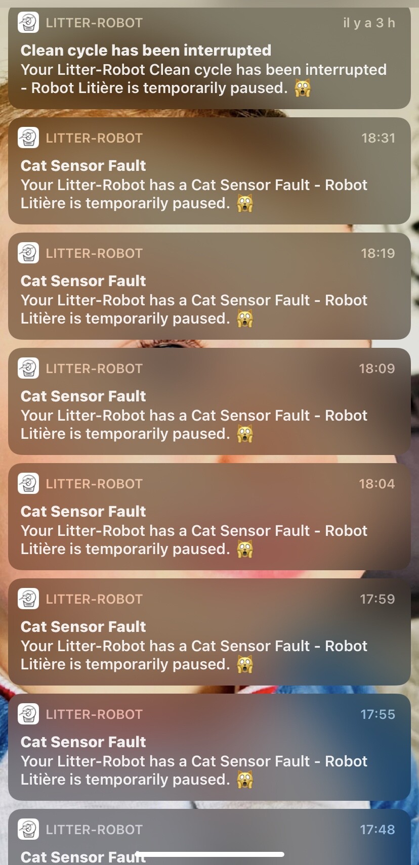 litter robot cat sensor fault