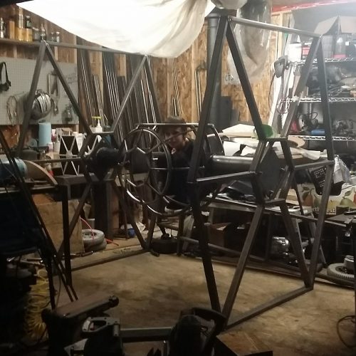 A Work in Progress shot of the Tie Fighter in Allan's workshop