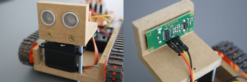 Mounting of the SRF05 Ultrasonic Sensor (perfectly measured and drilled - dont even need to bolt it in!!!)