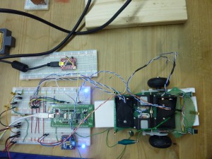 Test setup with breadboard