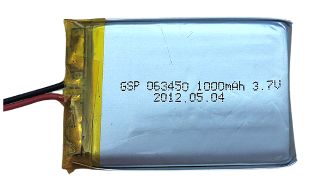 3.7V 1000mAh Li-Polymer Battery by Shagett is licensed under CC BY-SA 4.0