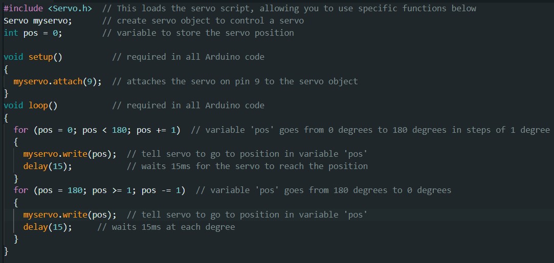 Servo Sample Code