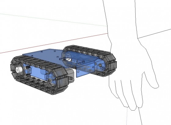 Schéma CAO du rover préliminaire avec main humaine