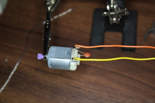 Motor with wires soldered on