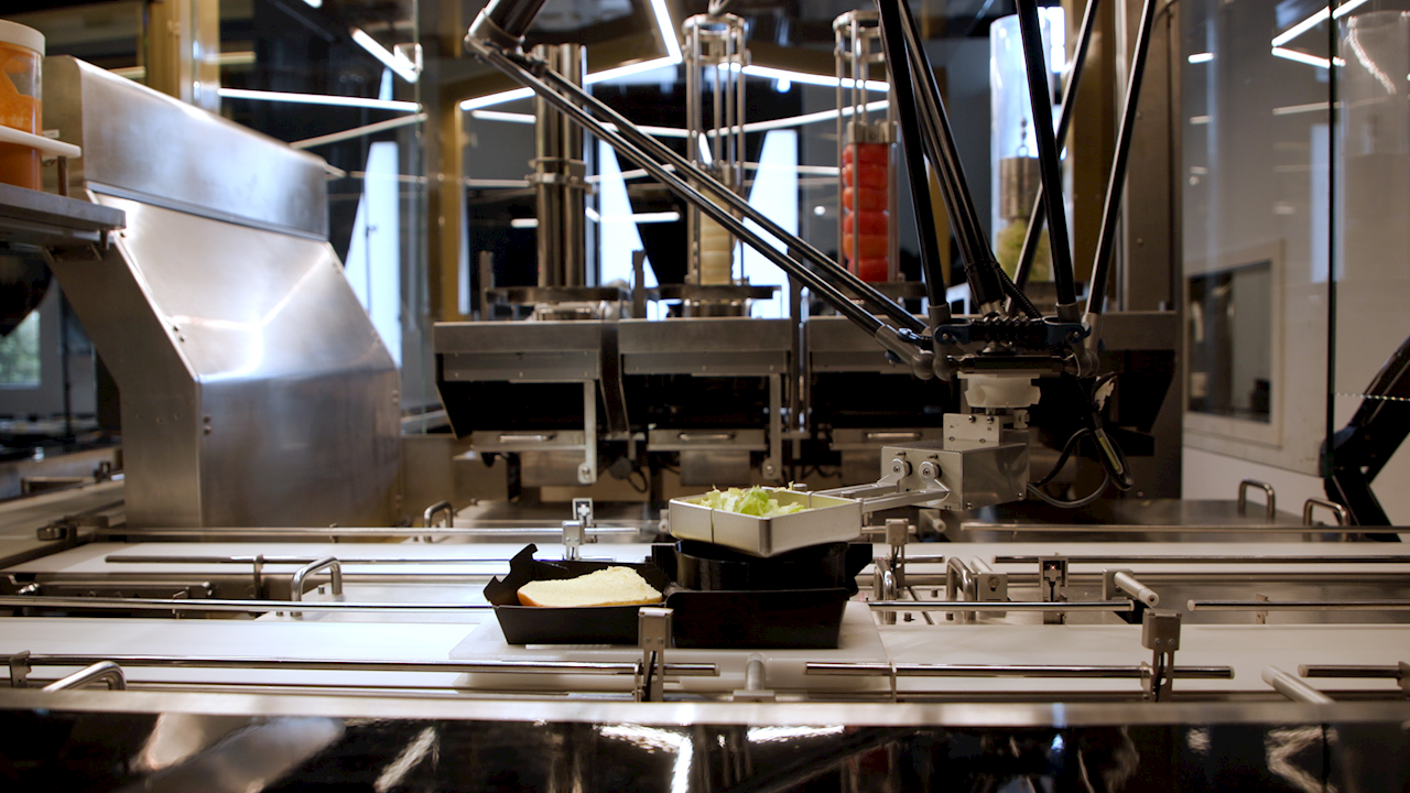 stages of robotic burger production