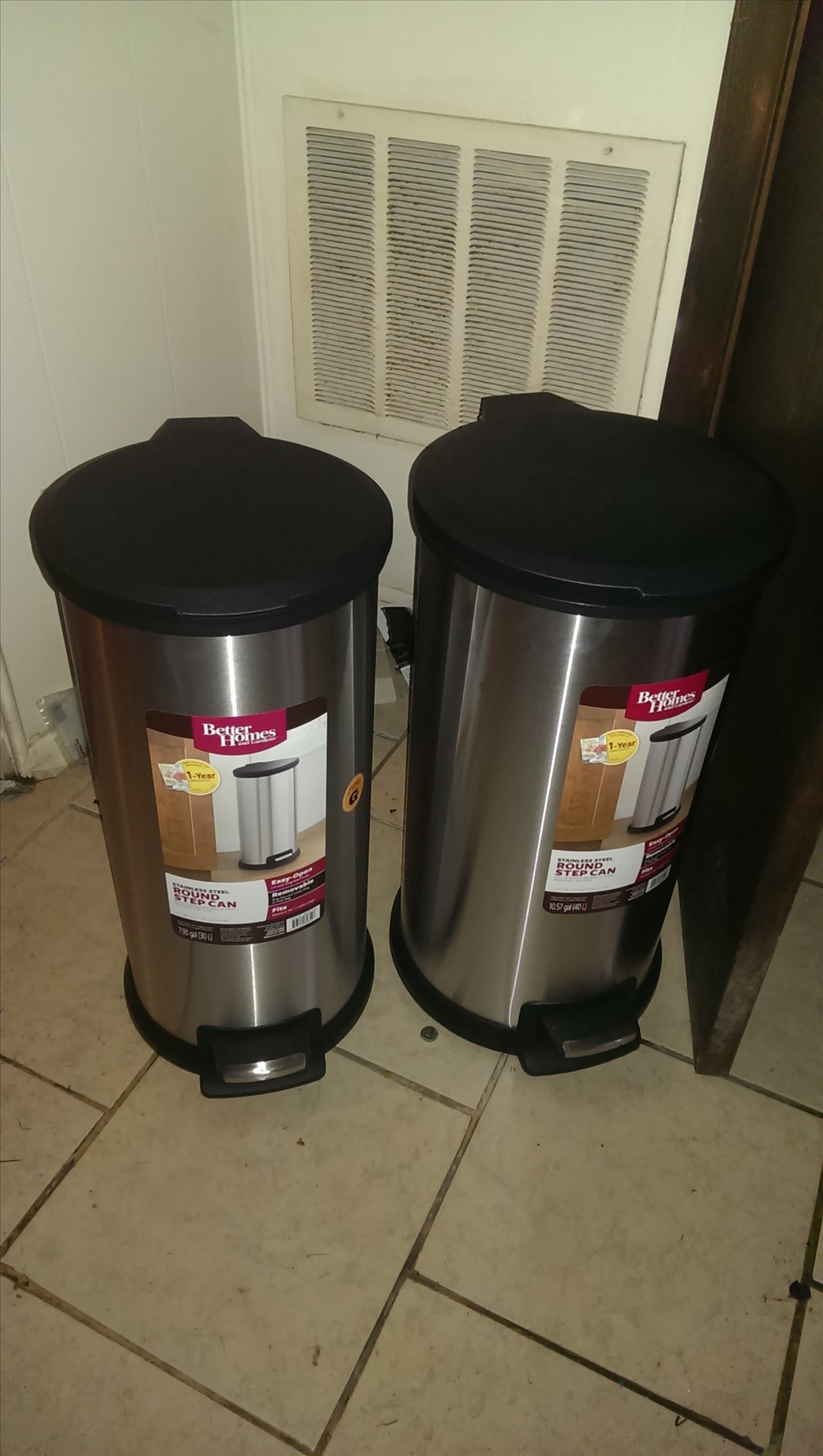 Small and large trash cans