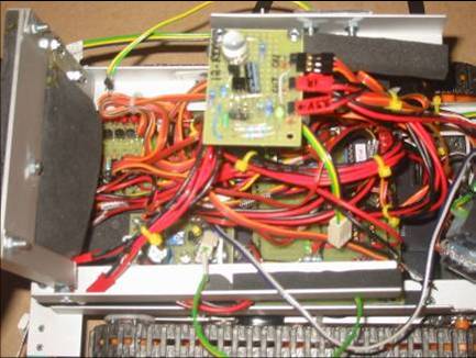 IR TV remote board at top. Below - inside wirings