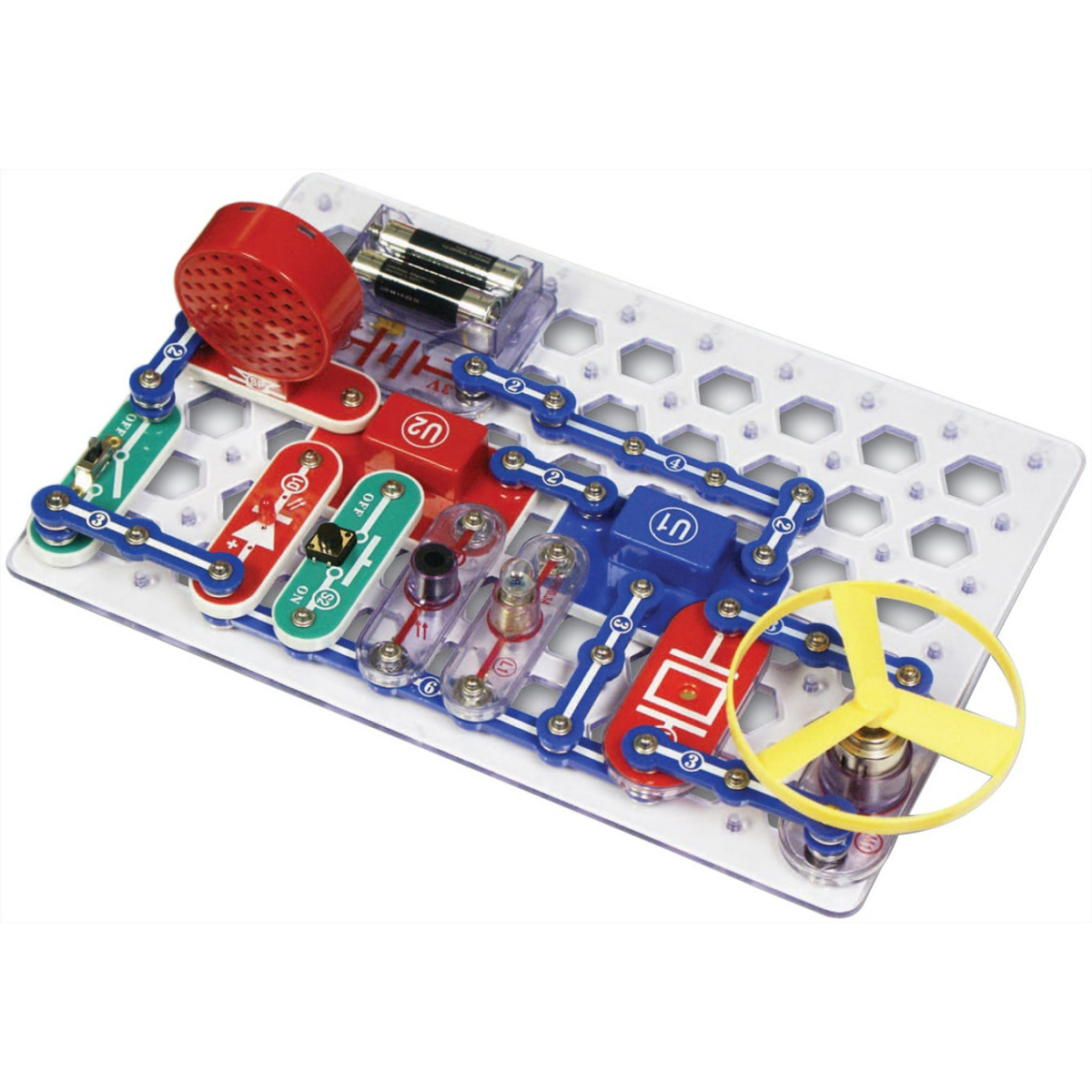 Build your own circuits by snapping together up to 30 parts