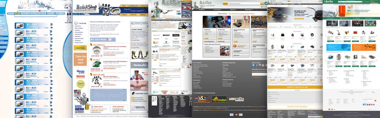 RobotShop's website designs since the beginning.