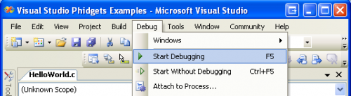 Running a Phidgets Example in Visual Studio 2005