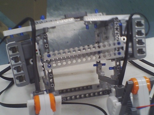 A closeup view of Charles' wiring and NXT Microcontrollers